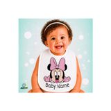 Kişiye Özel Minnie Mouse Keten Bebek Mama Önlüğü – Yumuşak, Emici, Yıkanabilir, Özel Tasarım P096
