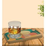 Kişiye Özel Modern Art Tasarımlı Doğal Ahşap Tabaklı Viski Bardağı Sunum Seti Model 10