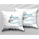 Kişiye Özel Müzik Öğretmenleri Piyano Iki Adet Iki Tarafı Baskılı Yıkanabilir Yastık Kırlent Kılıfı - Krem - 43x43