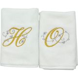 Kişiye Özel Nakışlı Kadife Beyaz El Havlusu 2 Li Set - 30 x 50 cm