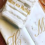 Kişiye Özel Nakışlı Kadife Beyaz El Havlusu 3 Lü Set 30 x 50 cm - 30 x 50 cm