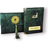 Kişiye Özel Nubuk Kaplama Yasin Kitabı - Isim Yazılı Yasin - Hediyelik Yasin-I Şerif ( Yeşil )