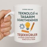 Kişiye Özel Öğretmenler Günü Kupa Bardak -Bilişim – 330 ml Seramik - Beyaz
