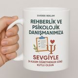 Kişiye Özel Öğretmenler Günü Kupa Bardak Rehberlik – 330 ml Seramik - Beyaz