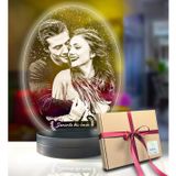 Kişiye Özel Oval Fotoğraflı 3D Model Led Gece Lamba (Beyaz)
