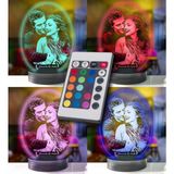 Kişiye Özel Oval Fotoğraflı 3D Model LED Gece Lamba - Çok Renkli