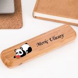 Kişiye Özel Panda Tasarım Kutulu İsim Yazılı Bambu Kalem Seti