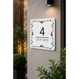 Kişiye Özel Pleksi Kapı İsimliği – Modern & Lüks UV Baskılı Dekoratif Kapı Numarası- Yaprak Desenli, JHK004