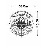 Kişiye Özel Pusula Dağ Orman Sticker - Araba Oto Motosiklet Karavan Cam Sticker - 00081 60 Cm