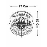 Kişiye Özel Pusula Dağ Orman Sticker - Araba Oto Motosiklet Karavan Cam Sticker - 00081 80 Cm