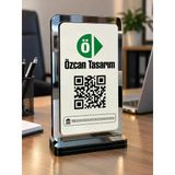 Kişiye Özel Qr Kodluk - Masa Üstü Qr Kodluk ( Ahşap Ve Gümüş Pleksi)
