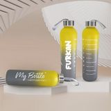 Kişiye Özel Renkli 750 ml Motivasyon Cam Su Matarası HK2708 - Gri