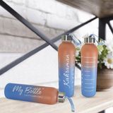 Kişiye Özel Renkli 750 ml Motivasyon Cam Su Matarası HK2709 - Mavi