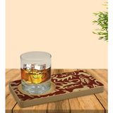 Kişiye Özel Retro Motif Tasarımlı Doğal Ahşap Tabaklı Viski Bardağı Sunum Seti Model 2