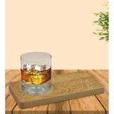 Kişiye Özel Retro Motif Tasarımlı Doğal Ahşap Tabaklı Viski Bardağı Sunum Seti Model 9