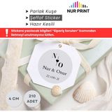 Kişiye Özel Şeffaf Sticker, Düğün, Nişan, Kına, Yapışkanlı Sticker, Yuvarlak Isimli Etiket, Çap 4 Cm, 210 Adet - Model 2