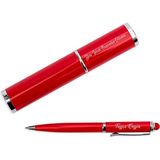 Kişiye Özel Silindir Kutulu Touchpen Metal Tükenmez Kalem - Kırmızı