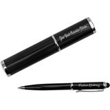 Kişiye Özel Silindir Kutulu Touchpen Metal Tükenmez Kalem - Siyah