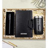 Kişiye Özel Siyah Çelik Bardak Termos & İsme Özel Siyah Defter & İsme Özel Roller Kalem Hediye Seti