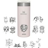 Kişiye Özel Stanley The Aerolight Transit Mug 0.47 Lt Termos - Açık Pembe - 0,47 lt