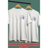Kişiye Özel Stitch Tarih Baskılı Sevgili Kombini Sevgiliye Hediye Unisex T-Shirt/tişört - Beyaz
