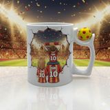 Kişiye Özel Tasarım Sarı Kırmızı Kupa Bardak Baba Oğul/Kız/Aile Özel Futbol Toplu Bardak (Toplu Kupa: Anne - Baba - Kız)