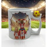 Kişiye Özel Tasarım Sarı Kırmızı Kupa Bardak Baba Oğul/Kız/Aile Özel Futbol Toplu Bardak (Toplu Kupa: Anne - Baba - Oğul)