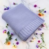 Kişiye Özel Triko Bebek Battaniyesi - %100 Pamuk, Yumuşak, Hediye ve Baby Shower Için Ideal - Mavi