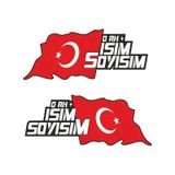 Kişiye Özel Türk Bayrağı 2 Adet Kan Grubu Sticker 01369