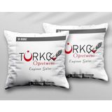 Kişiye Özel Türkçe Öğretmeni Ay Iki Adet Iki Tarafı Baskılı Yıkanabilir Yastık Kırlent Kılıfı - Krem - 43x43