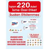 Kişiye Özel Uçak Temalı Okul Etiketi – Defter, Kalem, Kitap Etiketi 220 Adet Suya Dayanıklı, Silinmez Sticker. Renkli ve Kalıcı Yapışkanlı Etiketlerle Okul Eşyalarınızı Kolayca Ayırt Edin - uçaklı