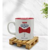 Kişiye Özel Yakışıklı Babam Tasarımlı İçi Kırmızı Renkli Model 2 Kupa