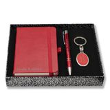 Kişiye ve İsme Özel Kırmızı Defter, Kalem ve Anahtarlık Seti