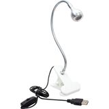 Kıskaçlı Akrobatik USB Masa Lambası - Çalışma Lambası - 360° Esnek Gövde - Beyaz Ledli - Gümüş