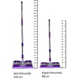 Kıskaçlı Cam Silme Mopu Mikrofiber Yedek Bezli Yer Duvar Fayans Silme Mopu Mor