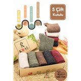 Kışlık (5 Çift) Lambswool Kadınlar Için Termal Kutulu Dikişsiz Yün Çorap