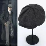 Kışlık 8 Parca Kaşmir Düz Renk Peaky Blinders Model Erkek Kasket London Şapka Füme Çizgili