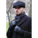 Kışlık 8 Parca Kaşmir Düz Renk Siyah Peaky Blinders Model Erkek Kasket London Şapka