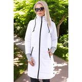 Kışlık Eldiven Detaytlı Kapüşonlu Uzun Şişme Kadın Mont - Beyaz - XL