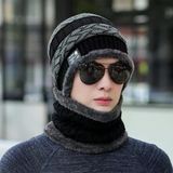 Kışlık Erkek Trend Örgü Şapka ve Boyunluk Seti Siyah