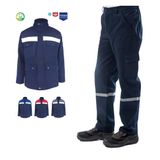 Kışlık İş Takımı Çok Cepli Reflektörlü Mont 4111 ve 7/7 İş Pantolonu 2958 Lacivert Renk Yüzde Yüz Pamuk