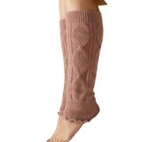 Kışlık Kadın Tozluk Pamuk Örgü Triko Baldır Isıtıcı Leg Warmer 1-Çift (gül kurusu)