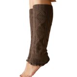 Kışlık Kadın Tozluk Pamuk Örgü Triko Baldır Isıtıcı Leg Warmer 1-Çift (koyu kahve)