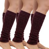 Kışlık Kadın Tozluk Pamuk Örgü Triko Baldır Isıtıcı Leg Warmer 3-Çift (bordo)
