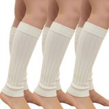 Kışlık Kadın Tozluk Pamuk Örgü Triko Baldır Isıtıcı Leg Warmer 3-Çift (ekru)