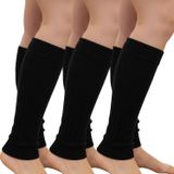 Kışlık Kadın Tozluk Pamuk Örgü Triko Baldır Isıtıcı Leg Warmer 3-Çift (siyah)
