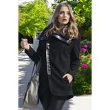 Kışlık Kaşmir Yaka Kaşe Kadın Kaban - Siyah