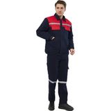 Kışlık Lacivert Kırmızı Iş Takımı 7x7 Gabardin (Mont+Pantolon) Reflektörlü %100 Pamuk - Lacivert - Kırmızı - XL