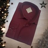 Kışlık Pamuklu Uzun Kollu Erkek Gömlek (Regular Kalıp) - 2XL - Bordo