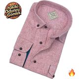 Kışlık Pamuklu Uzun Kollu Erkek Oduncu Gömlek (Regular Kalıp) - Pembe